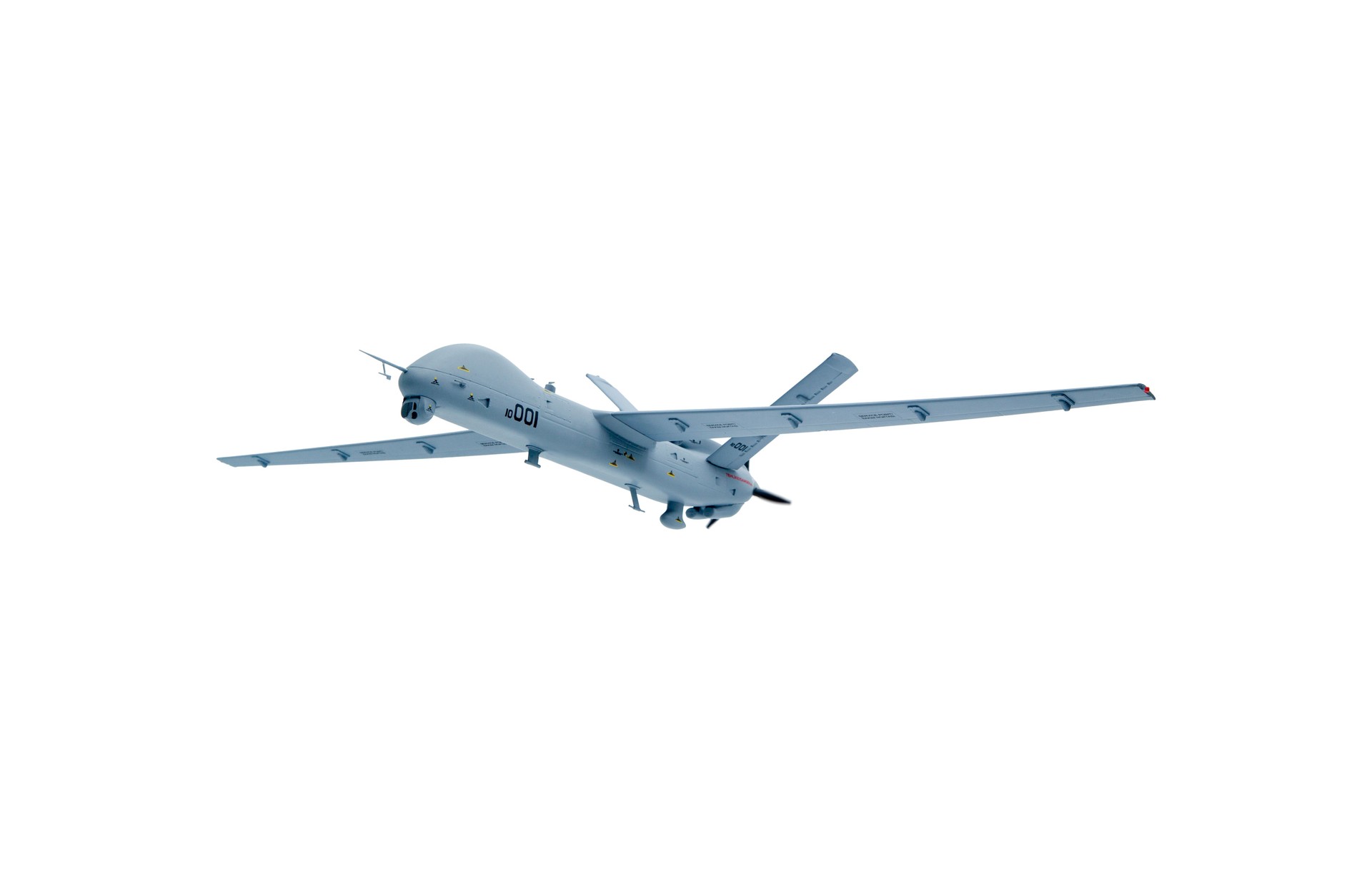 Unmanned military drone (UAV) on isolated white backround.